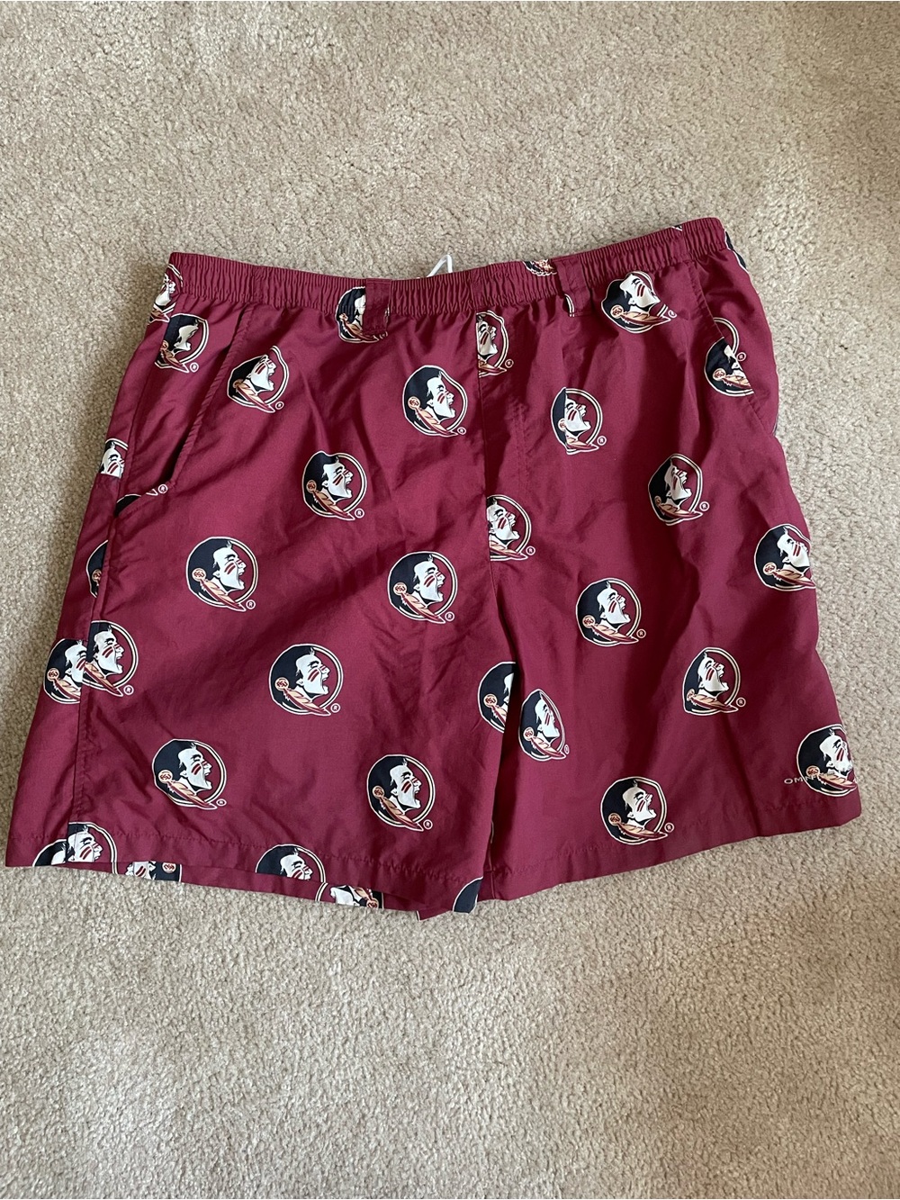 Columbia Maroon Logo-Print Athletic Shorts
